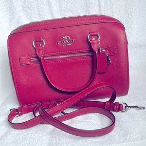 Coach Rowan Satchel - Silver/Dark Fushia